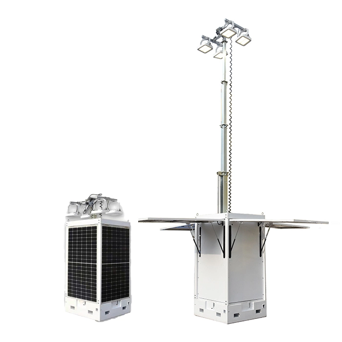 Solar LED Lighting Tower Cuboid Mobile LED Light Tower Portable & Easy Operate 1