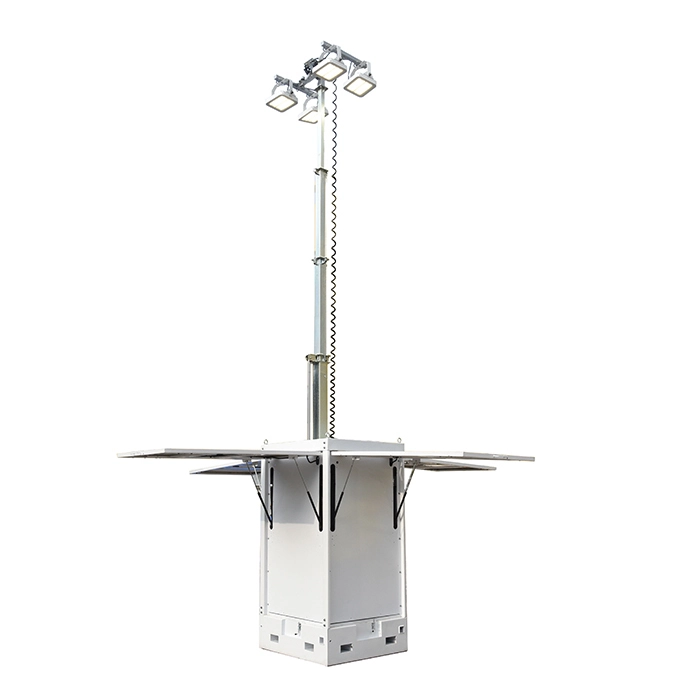Cuboid Mobile Solar Tower Light 6.5m Hydraulic Telescopic Mast Solar Tower Lighting 1