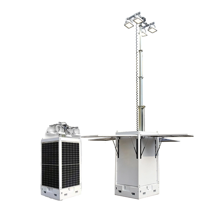 Cuboid Solar Light Tower Mobile Telescopic Mast Light For Outdoor 1