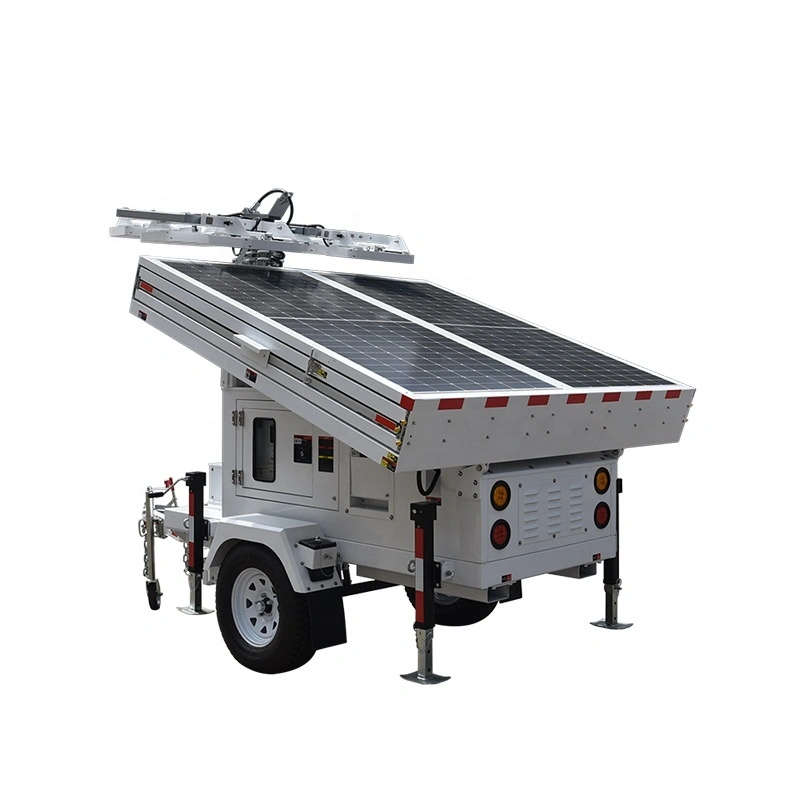 9m electric lifting mast and 90000lms solar lighting tower trailer for commercial use 1