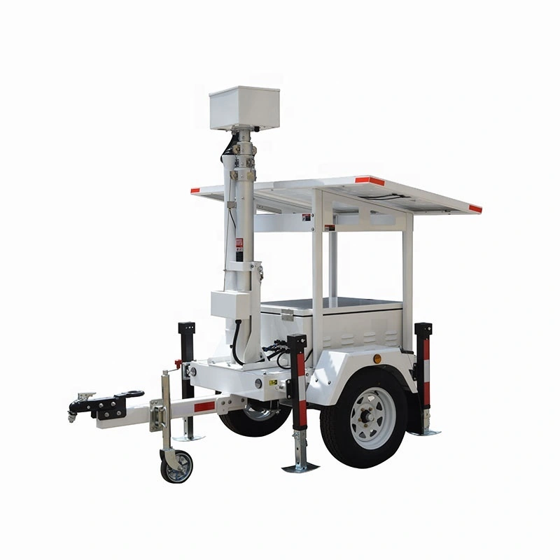 Hisite Mobile Solar Surveillance Sleepwa Tower met waterdig en wifi vir buite sekuriteit 1