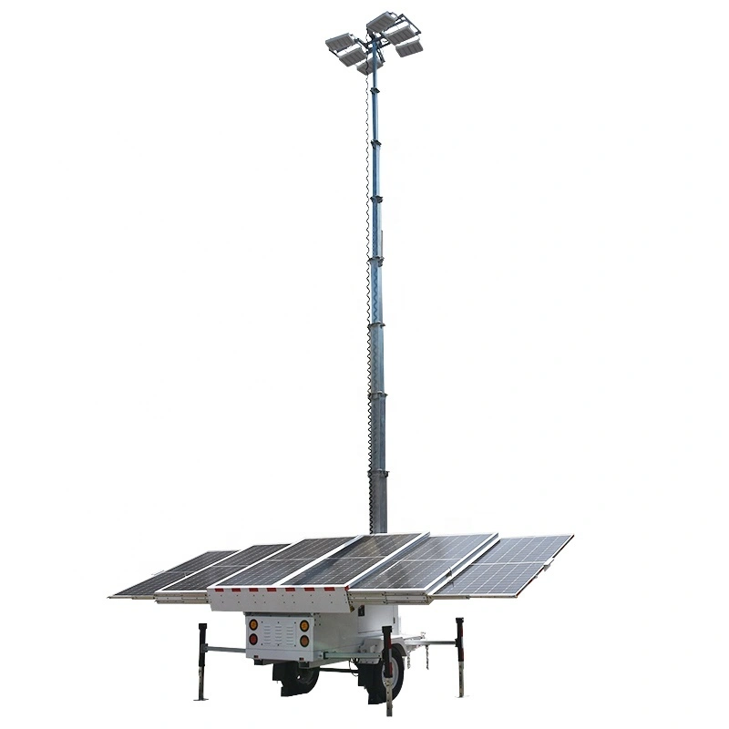 Hydraulic Mast Of The Mobile Solar LED Flood 1200W Light Tower Trailer 1