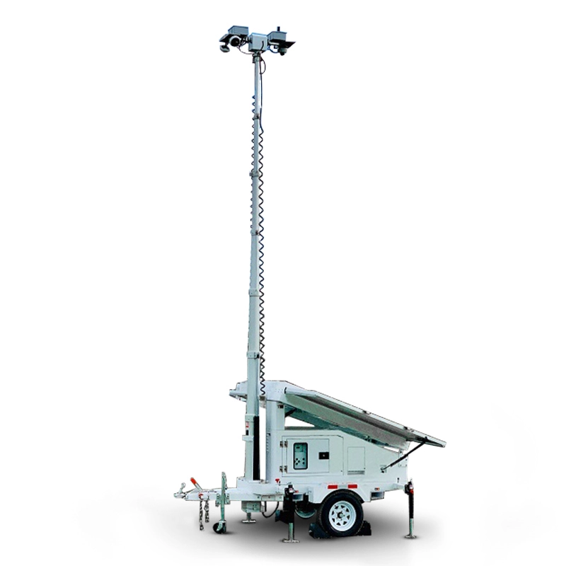 Manual Surveillance Telescopic Supporting Poles 5m Camera Motorized Telecommunication CCTV mobile solar trailer tower 1