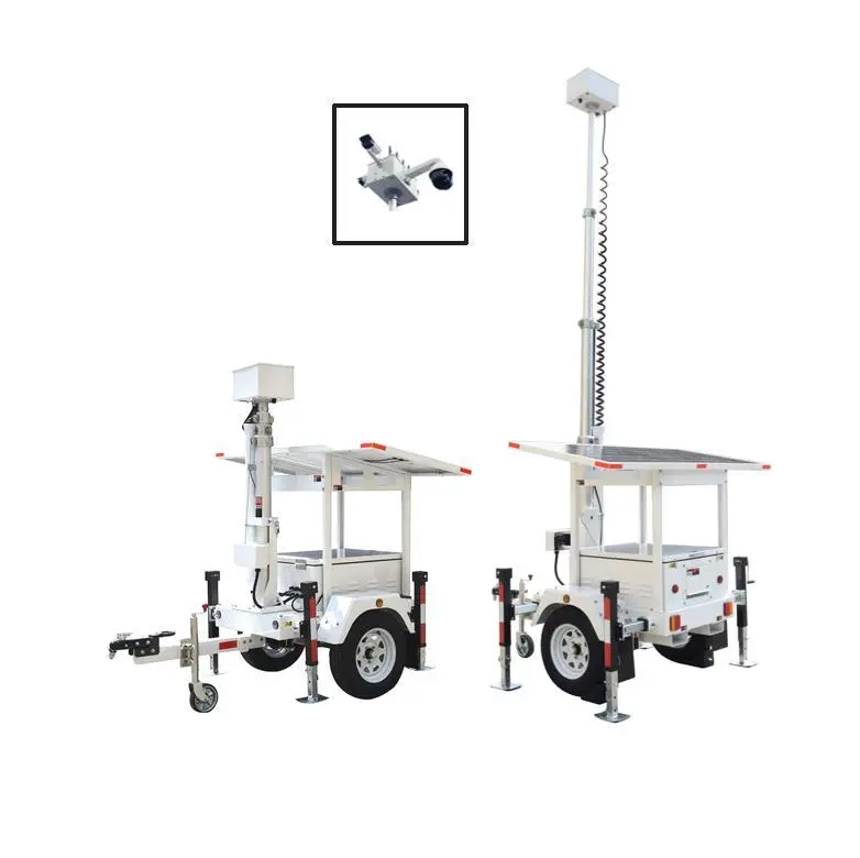 Mobile Solar CCTV Tower Trailer alang sa Outdoor Security System Surveillance 1