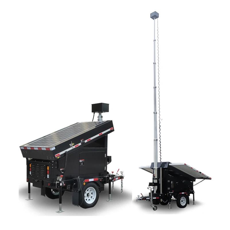 6M Telescopische Mast Mobiele Zonne CCTV Surveillance Toren Trailer Met Lithium Batterij 1