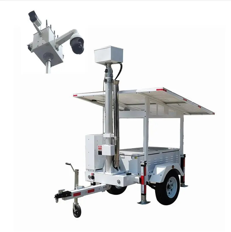 Lithium Iron Battery Mobilis Solaris Securitatis Trailer CCTV System Camera turrim 1