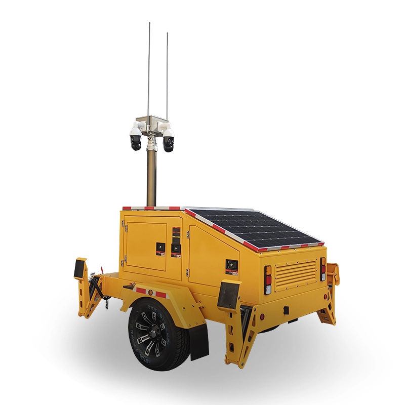 Treler Menara Pengawasan Sistem CCTV Hibrid Solar Diesel Mudah Alih Inverter 4KW 1
