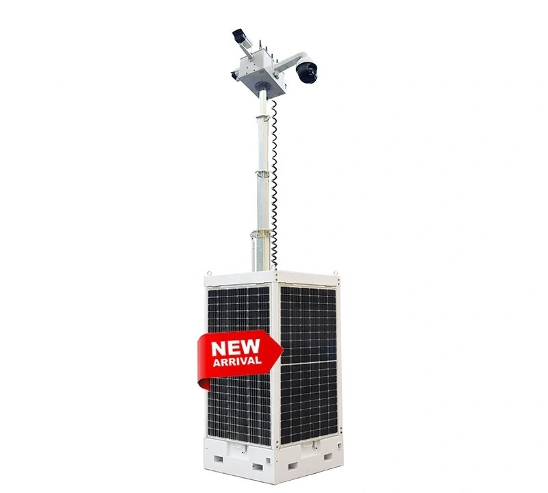 Torre CCTV solare cuboide a sollevamento idraulico da 6,5 ​​m con batteria al gel da 10800 Wh per la sicurezza all'aperto 1