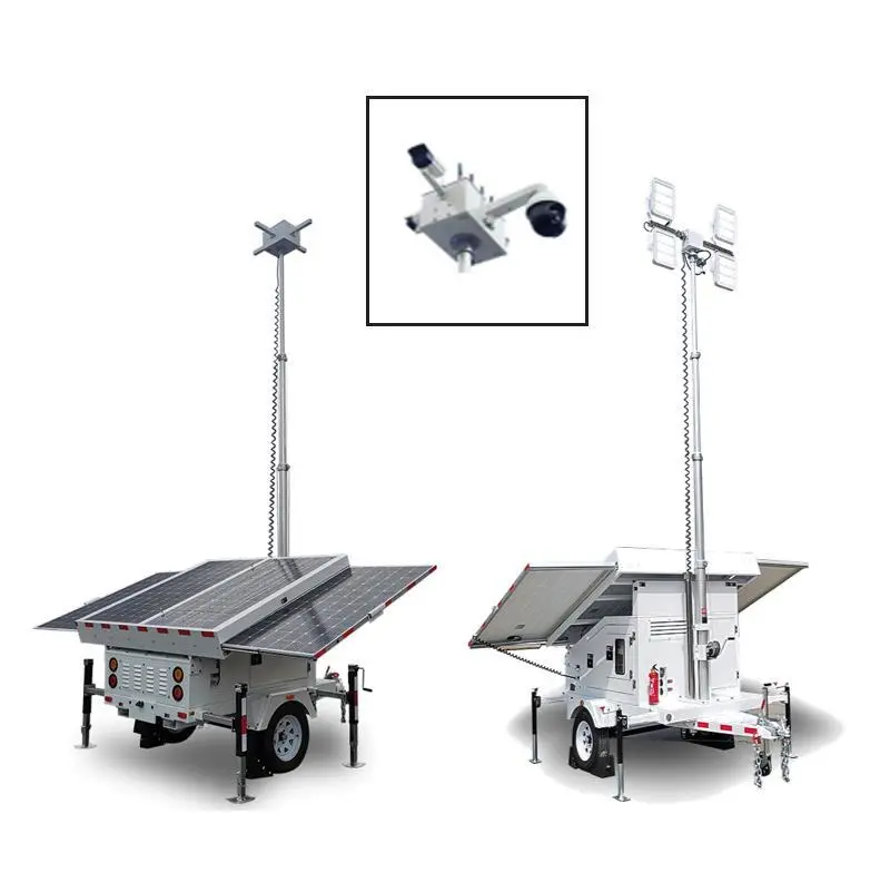 9M Electric Telescopic Mast Mobile Solar Surveillance Trailer nga adunay 3KW Inverter 1
