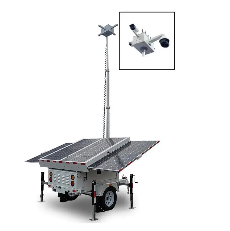 Off Grid Solar Petrol Hybrid System Generator Mobile CCTV Tower Trailer 1