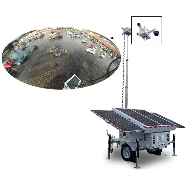 9M Hydraulic Lifting Mast Solar Power CCTV Tower Mounted on Mobile Platform Trailer1 1