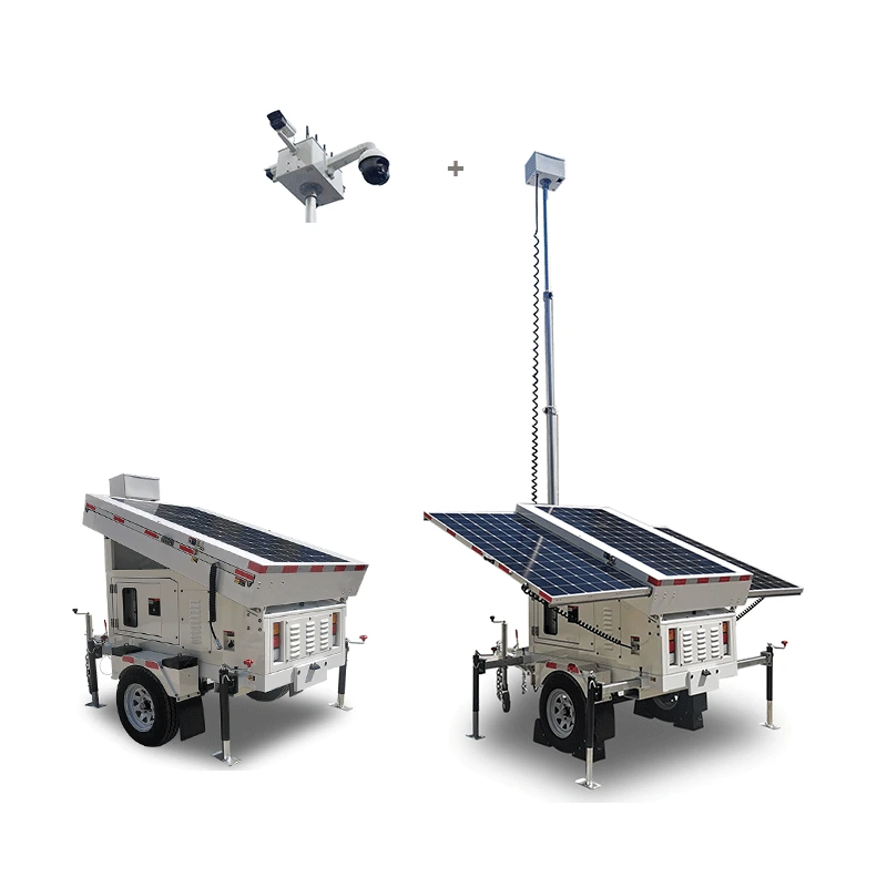 Gasoline Genset Solar Hybrid Mobile Surveillance Camera Tower nga adunay Telescopic Mast 1