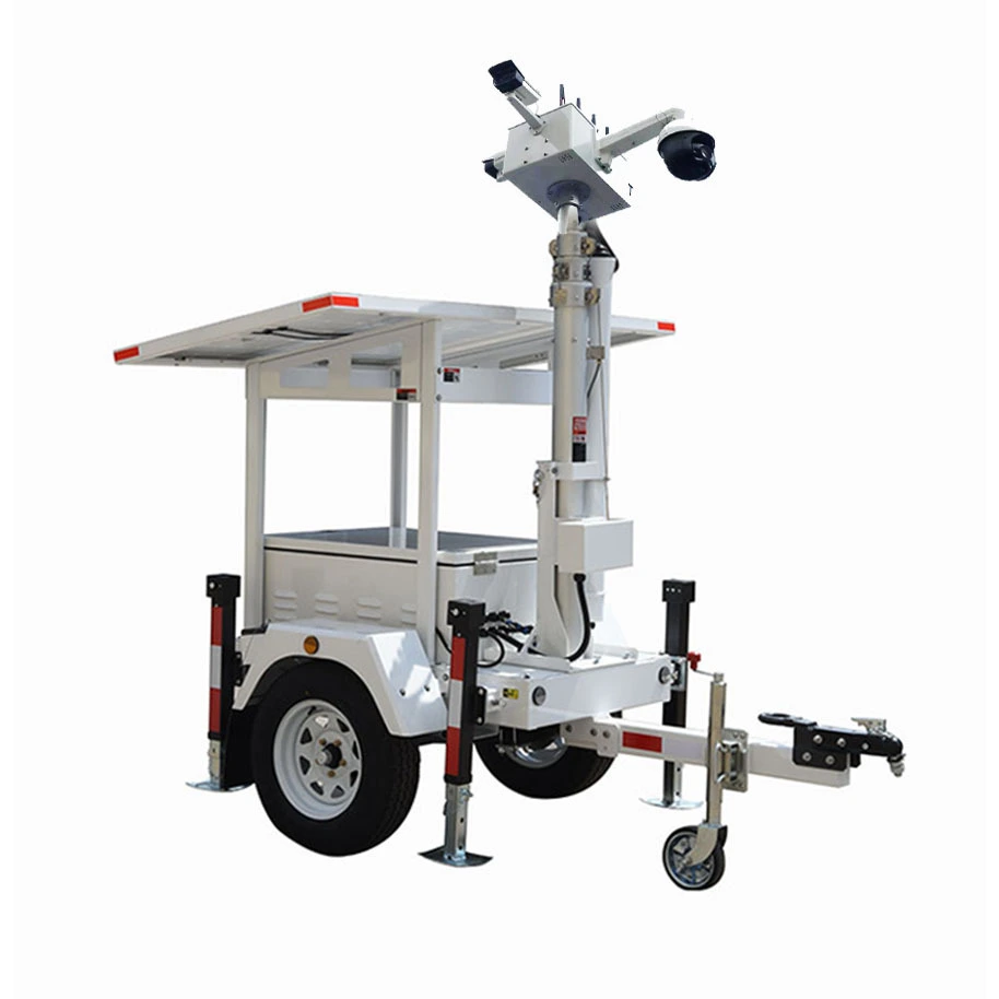 7.5m Telescopic Mast CCTV Cameras Mobile Surveillance Solar Trailer Para sa Construction Site 1
