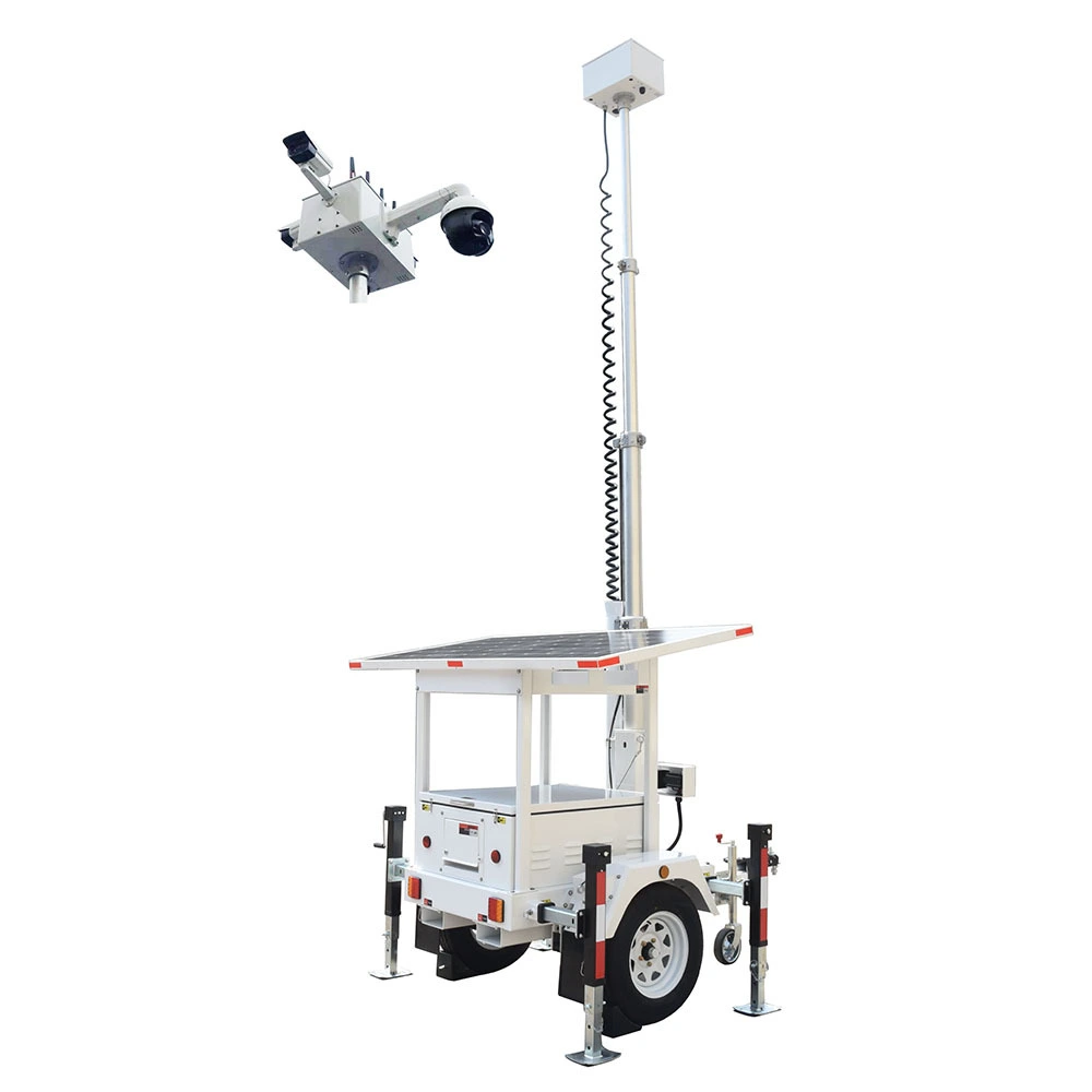 6m Handmatige opheffing van Teleskopiese Mast Mobiele Surveillance Sontoring vir CCTV 1