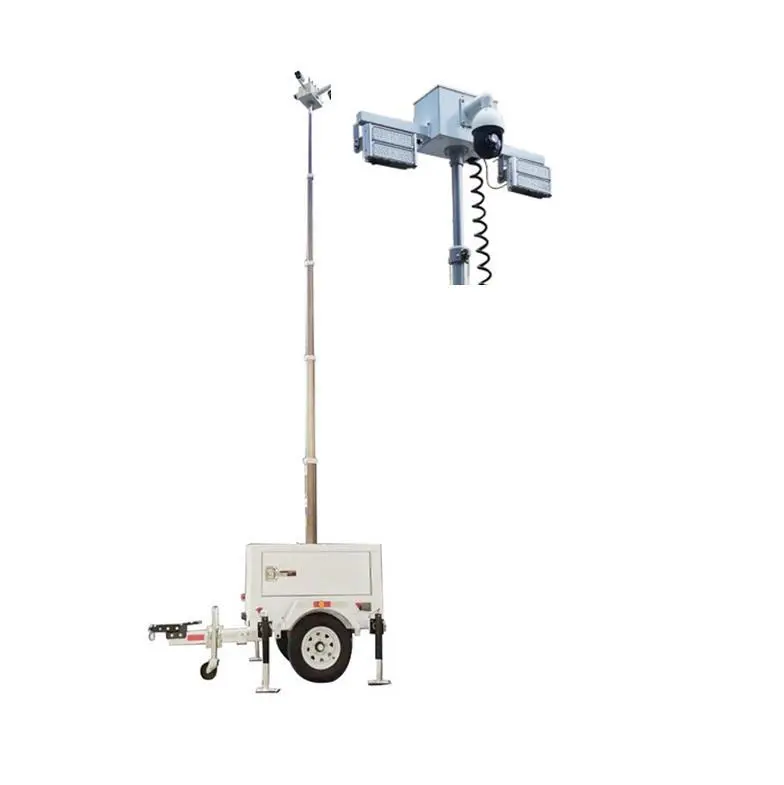 Lithium Battery Rechargeable Mobile CCTV Tower Trailer Camera and Light Available 1