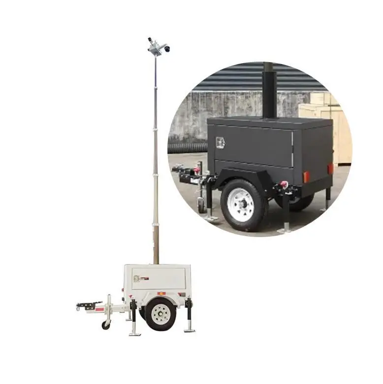 Mini Mobile Camera Trailer Rechargeable nga adunay Baterya nga adunay Pneumatic Telescopic Mast 1