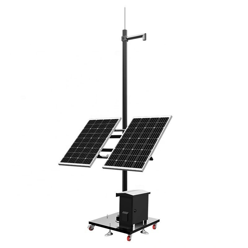 Treler solar kamera cctv mudah alih tenaga boleh diperbaharui dengan tiang 3m untuk dijual 1