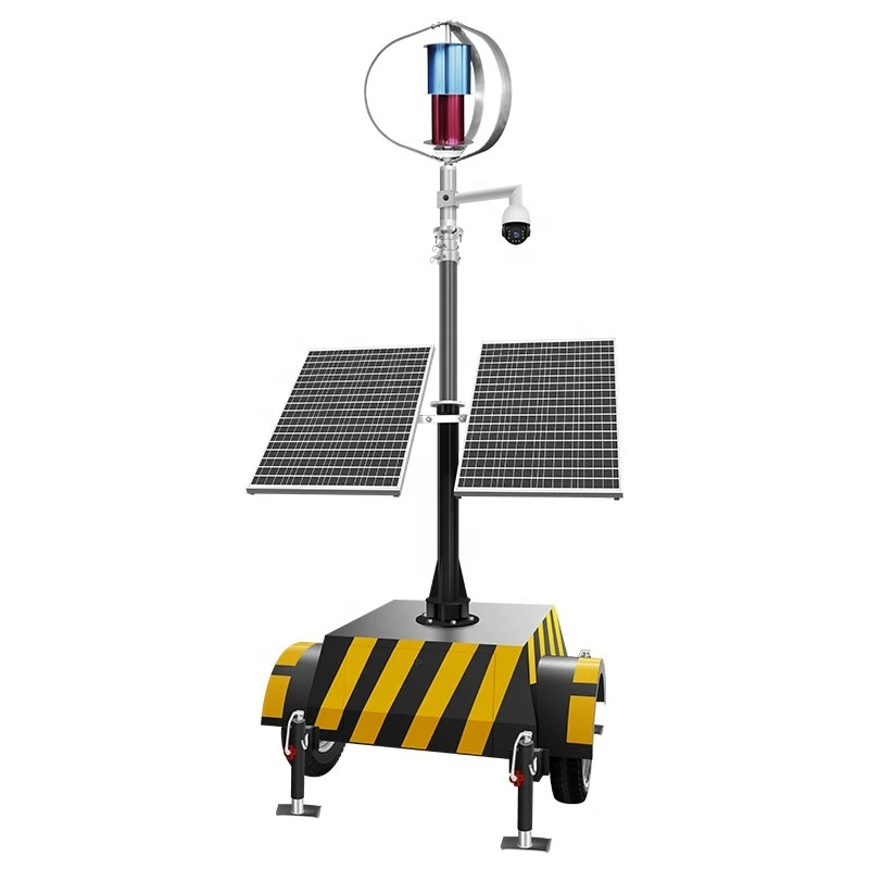 4.2m pneumatic lifting solar surveillance trailer nga adunay wind turbine alang sa trabaho sa site 1