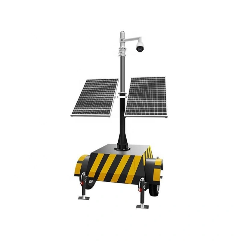 Petite remorque mobile de surveillance de télévision en circuit fermé de sécurité routière avec le mât télescopique pneumatique 1