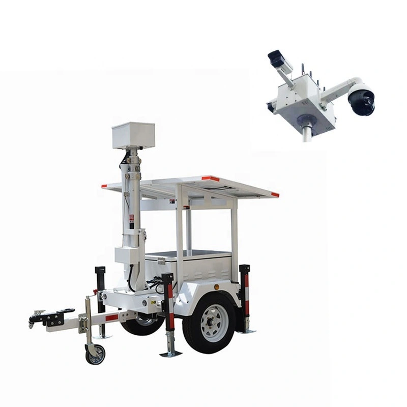 Green energy 6m manual lifting solar camera tower for parking lot 1