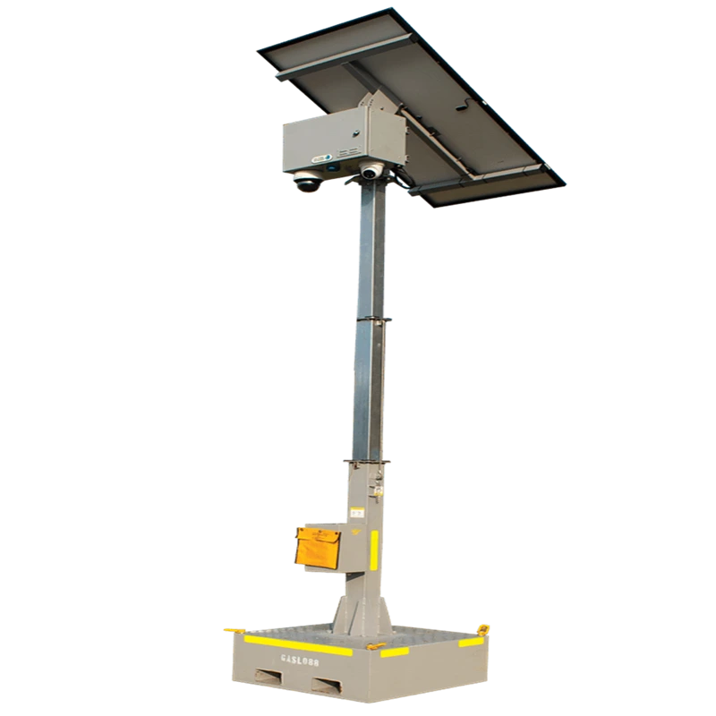 4.5m Telescopic mast block solar cctv tower with 460w solar panel for job site power 1