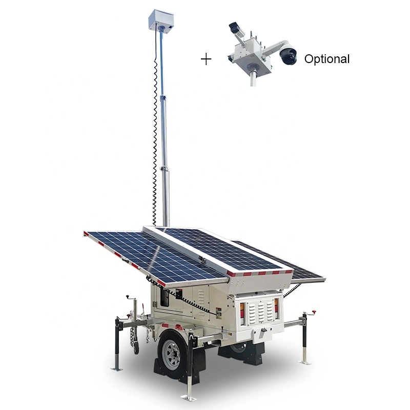 Sistemi di sorveglianza ibridi solari mobili Tower Monitoraggio 24 ore su 24, 7 giorni su 7 per i cantieri 1