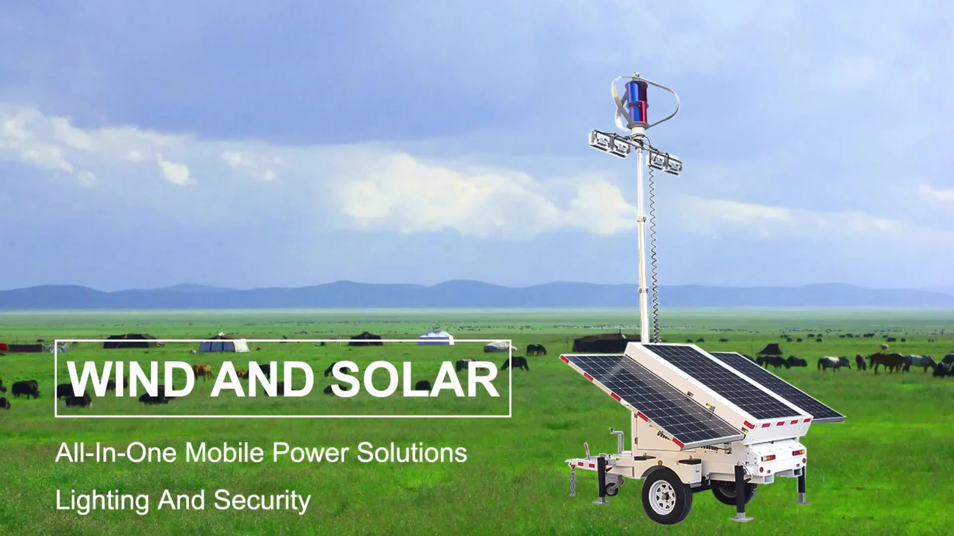 Mobile Wind Solar Hybrid Light Tower 400W 1