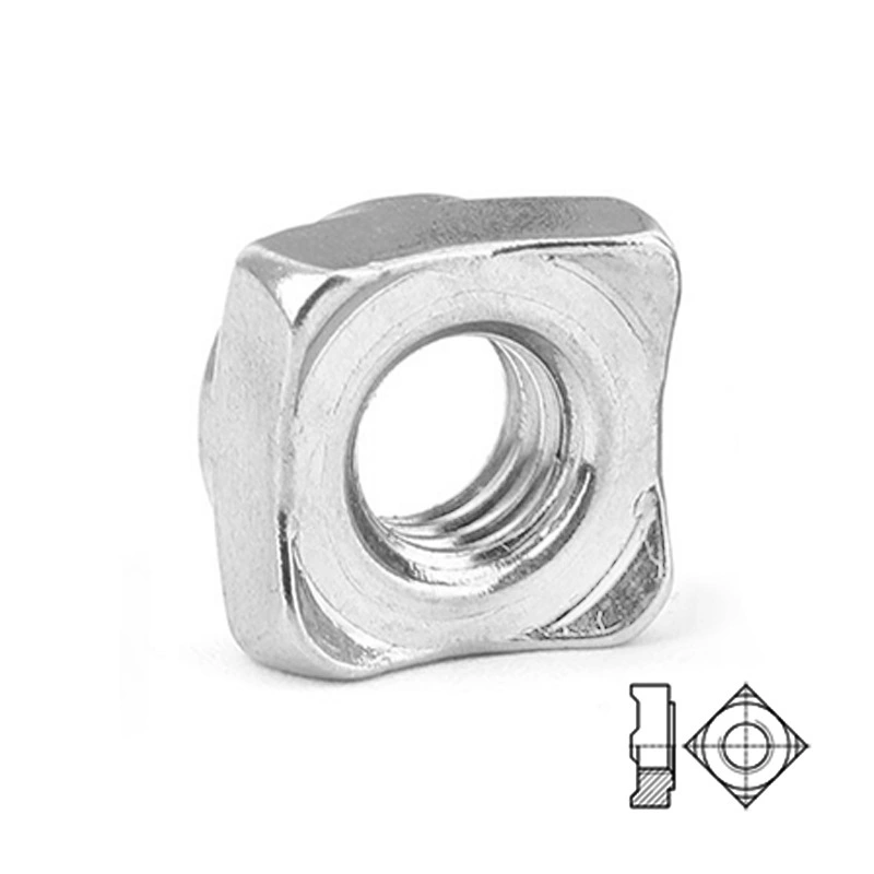 Unibridge Đai ốc hàn vuông Đai ốc hàn vuông theo hệ mét Thép Mạ đồng giữ chắc hơn Được sử dụng trên các bề mặt thép phẳng không tráng phủ 1