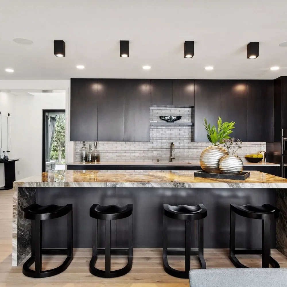 Modern Design Kitchen Cabinet With Handleless Black Matte Lacquer 1