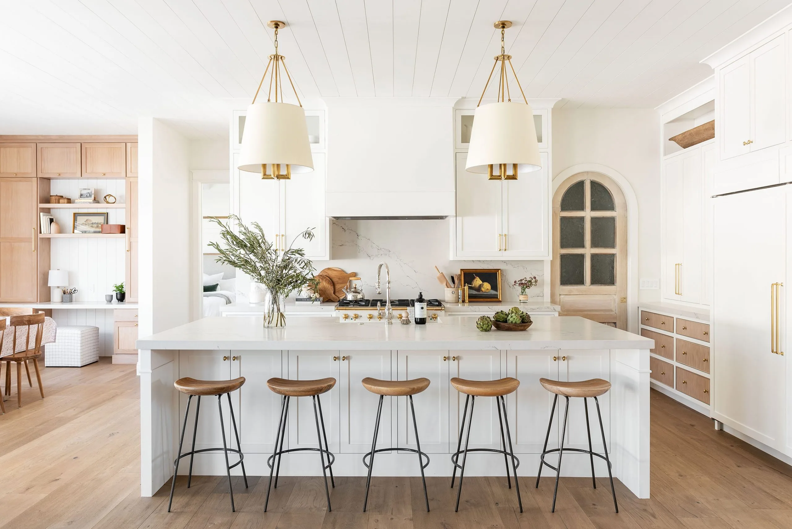 AllandCabinet Flush Inset Framed White Shaker Kitchen Cabinet with One Sink Island 1