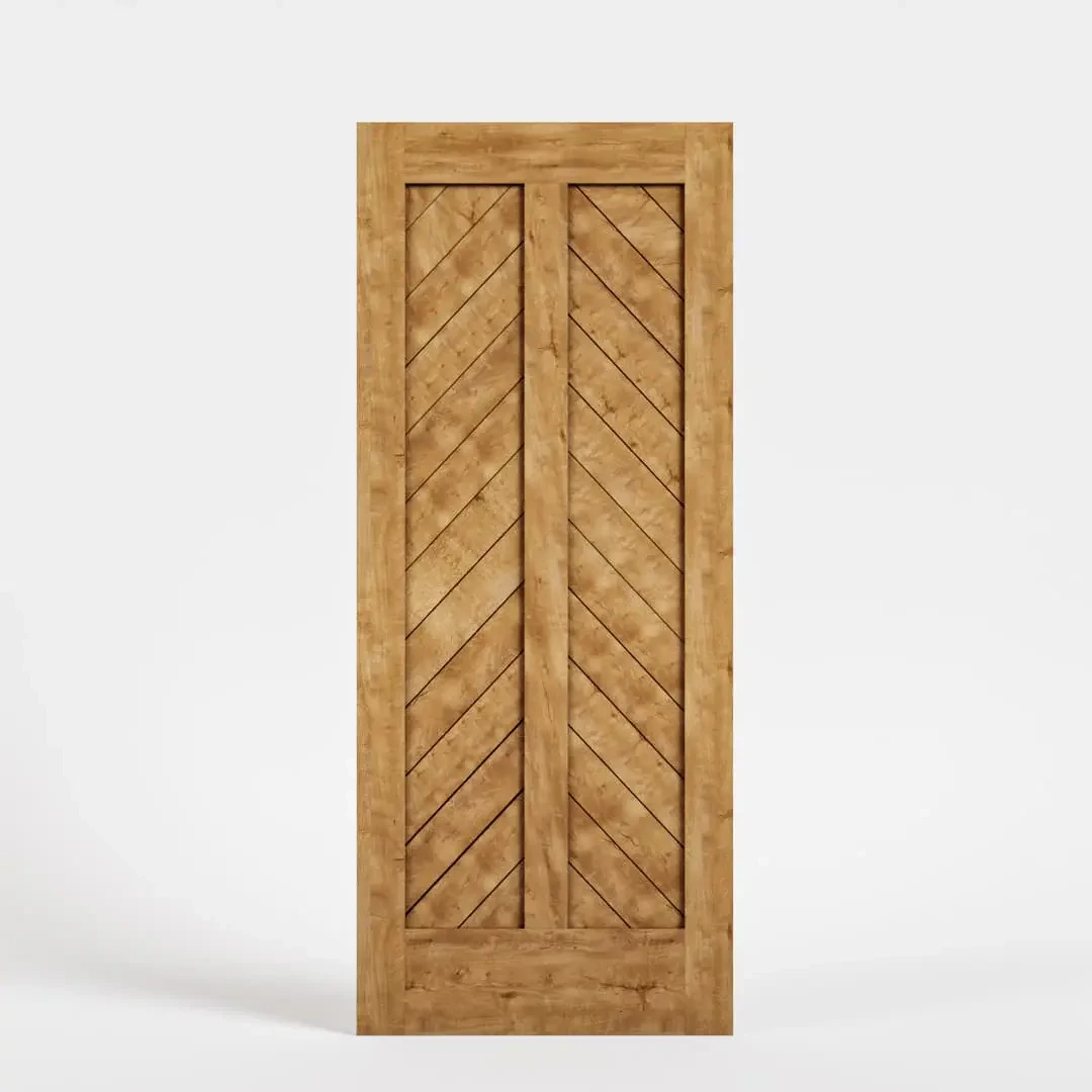 Porte d'entrée extérieure en bois massif AllandCabinet Mountain Chevron 1