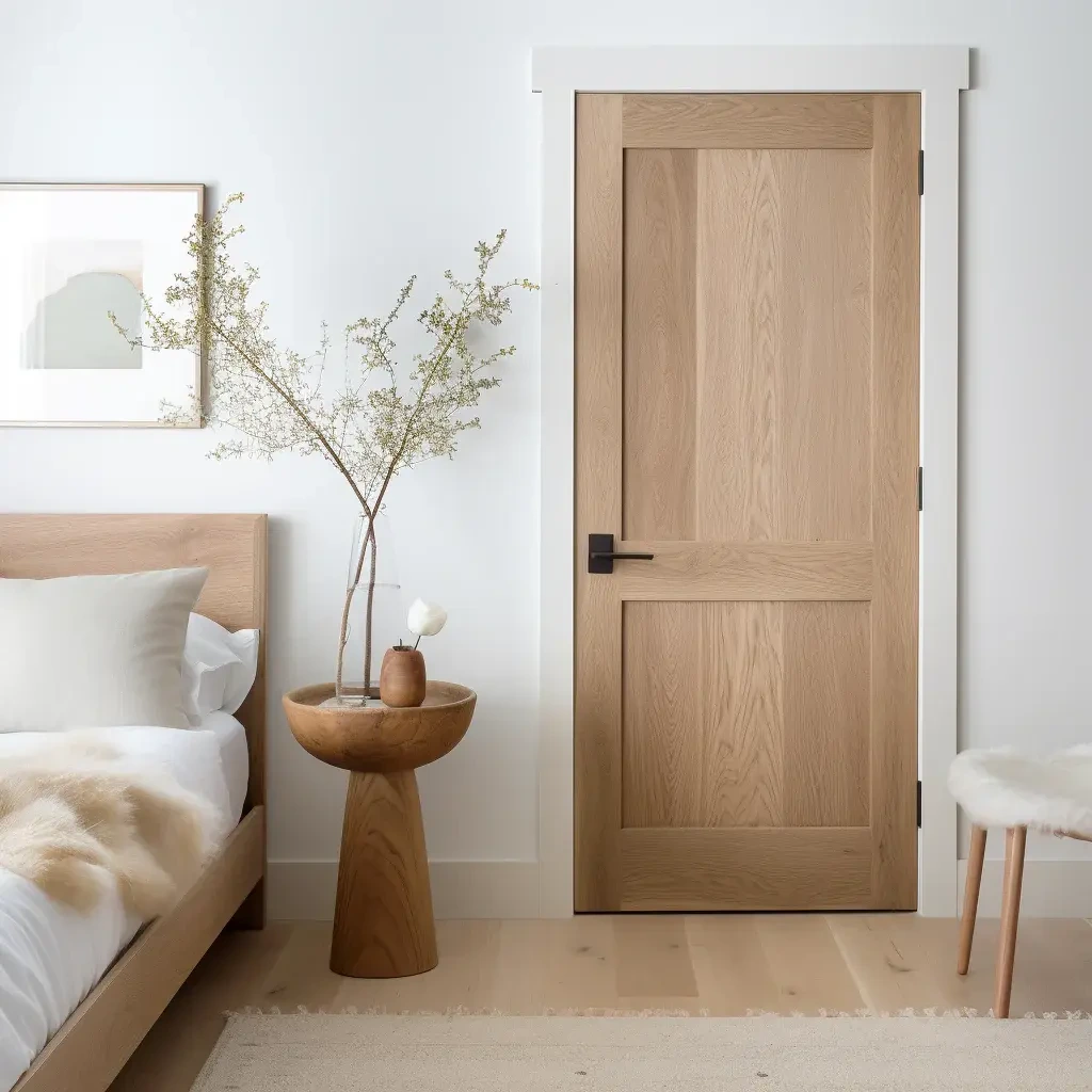 AllandCabinet Interior Door Solid Wood White Oak Shaker 4 Panels Door Fire Door 1