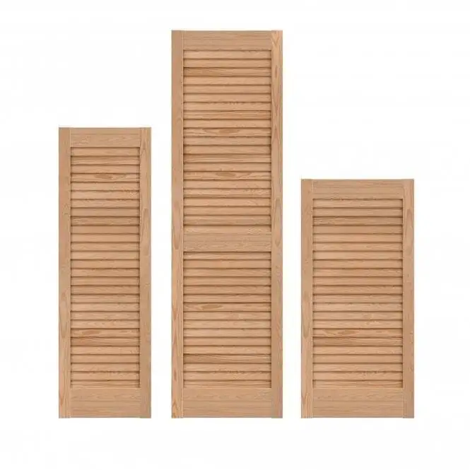 AllandCabinet Open Clear Interior Door Pine White Oak Cupboard Cabinet Louvre Doors 1