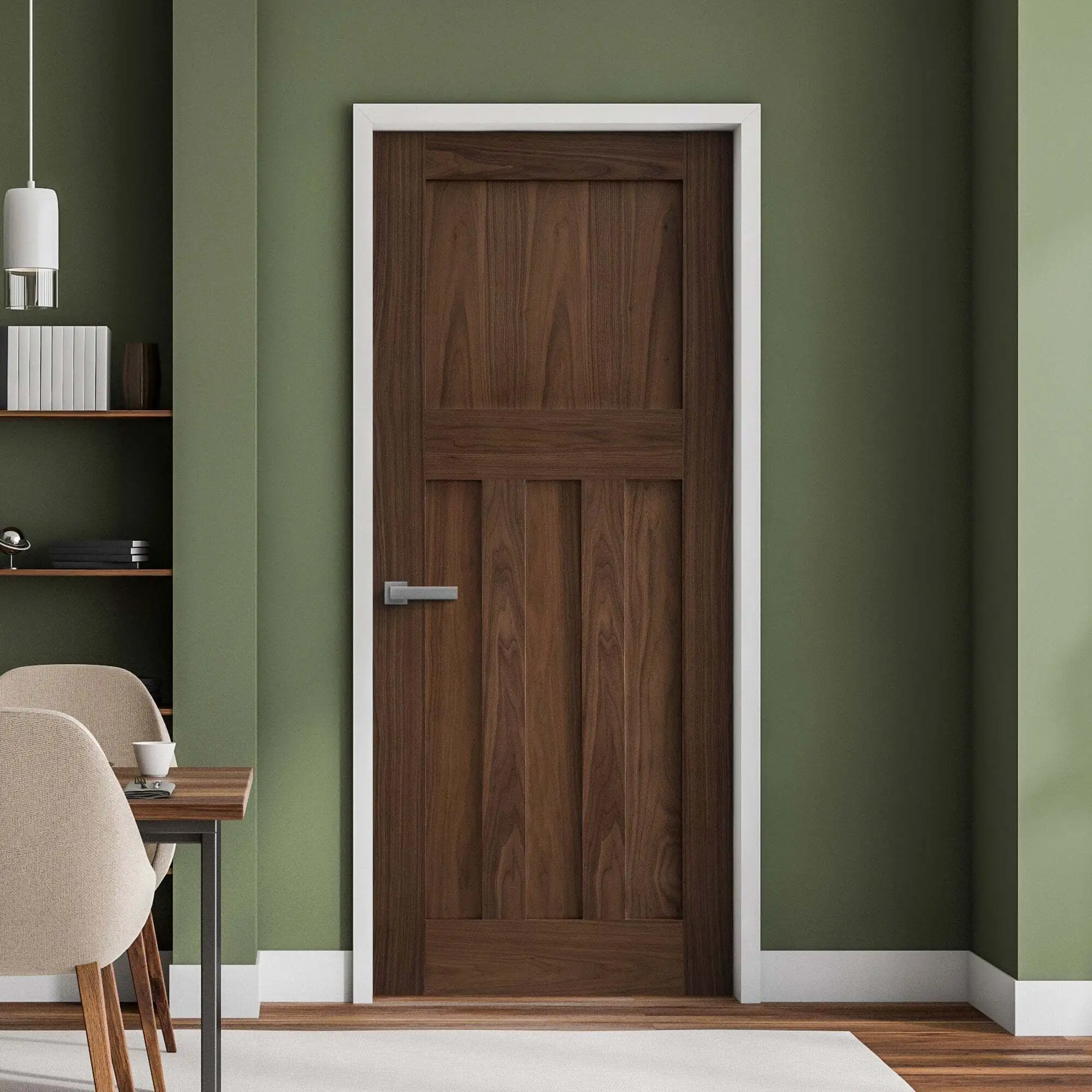 AllandCabinet Custom Internal Door Walnut Wood Stain Fully Finished 4 Panels Door 1
