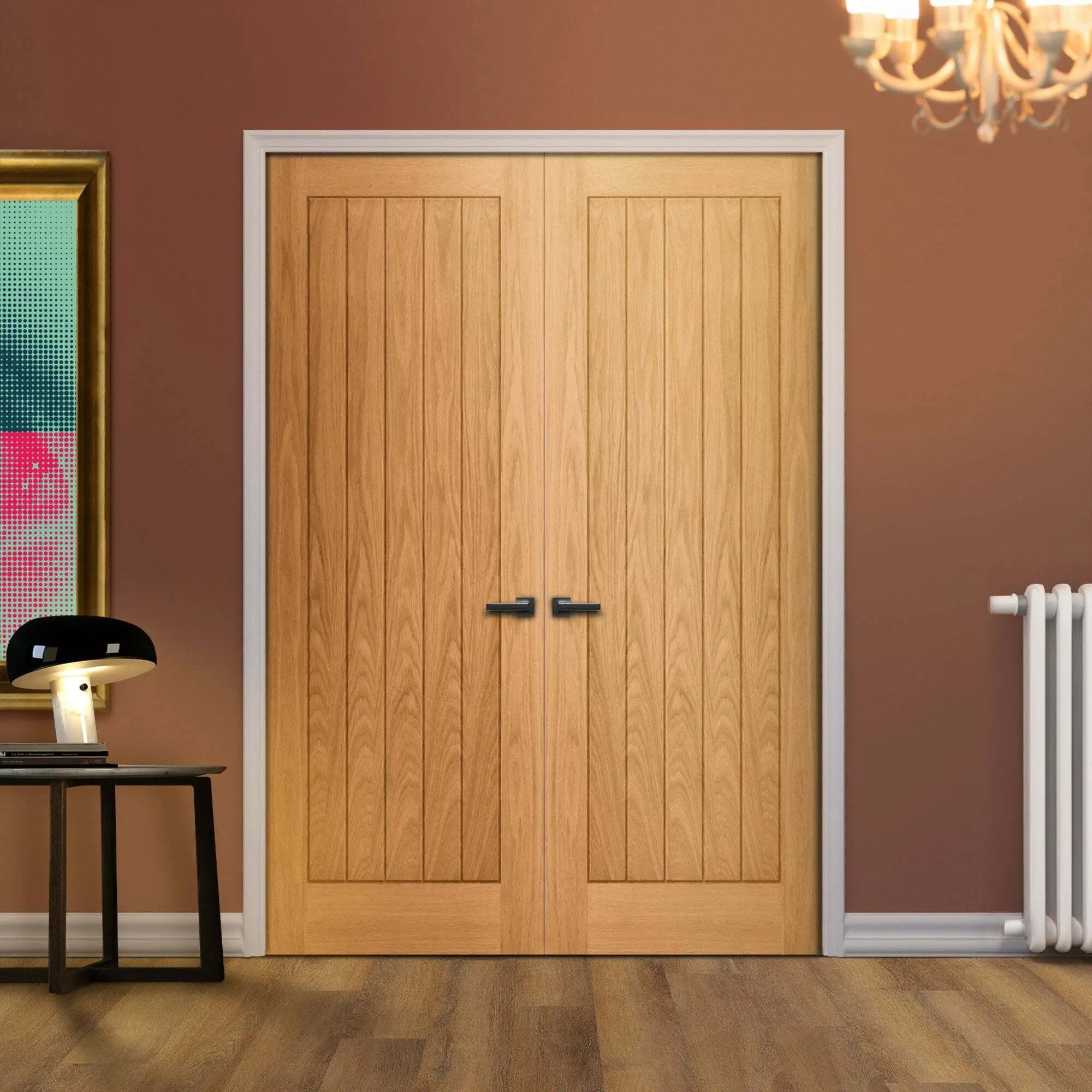 AllandCabinet Solid Wood Customized Door Pair Door China Factory Wooden Door 1