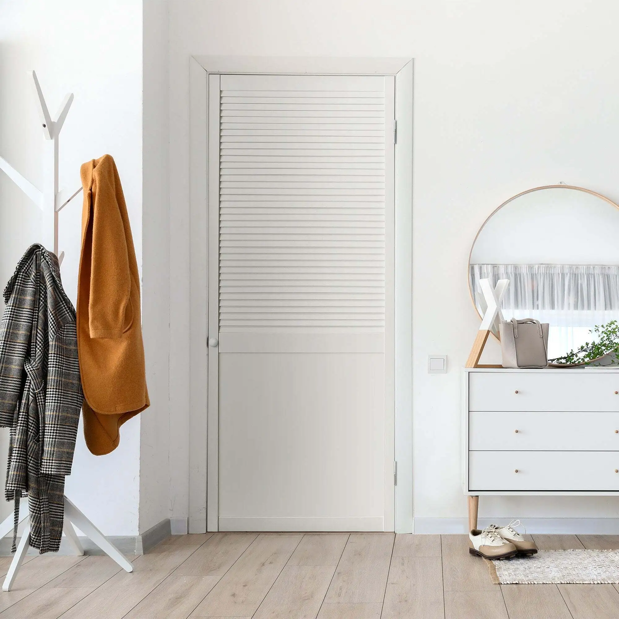 AllandCabinet White Internal Door Painted Half-Shaker Louvre Wardrobe Cupboard Door 1