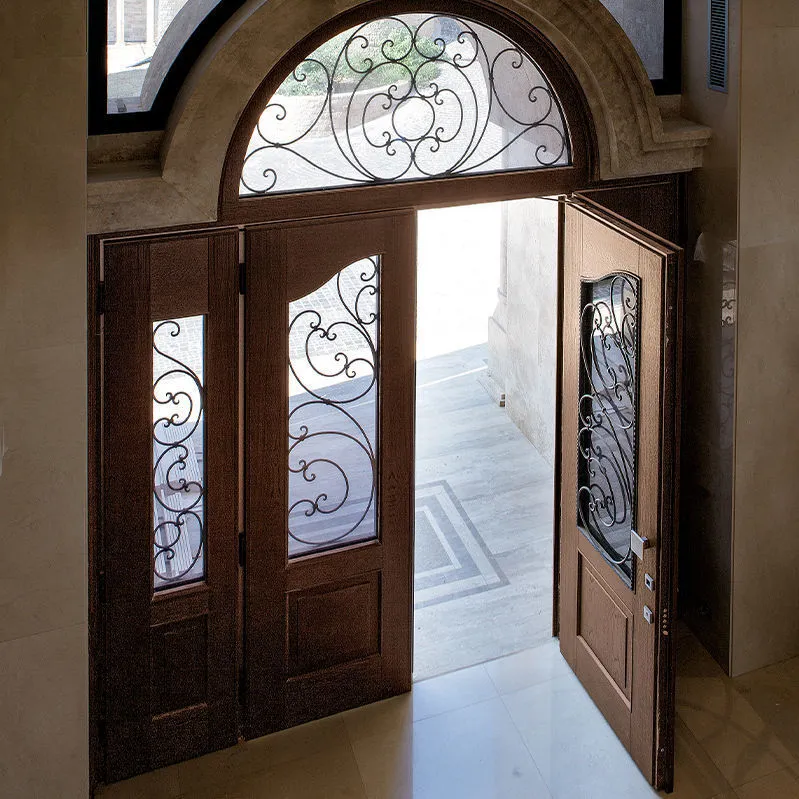 AllandCabinet Entry Swing Door Solid Wood Natural Oak Double Leaf Security Door 1