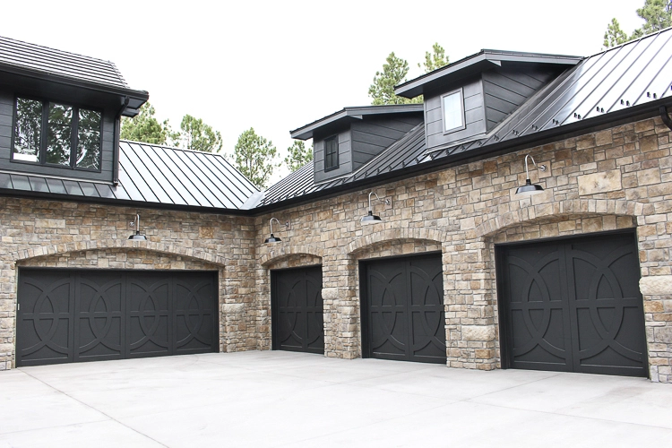 AllandCabinet Villa Modern Style Custom Black Wood Garage Door Anti-wind and Anti-theft 1
