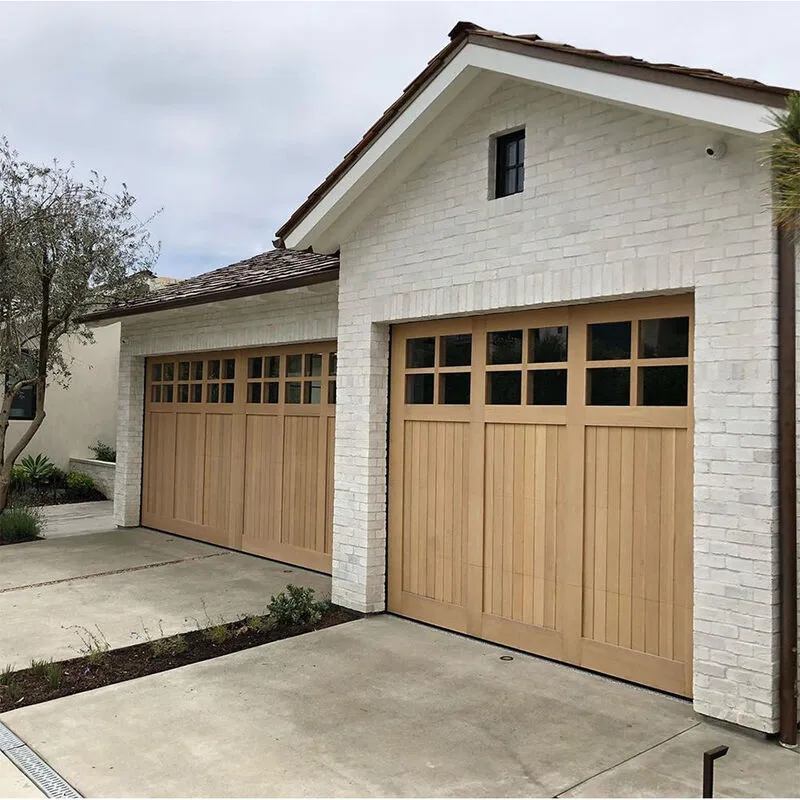 AllandCabinet Vintage Farmhouse Style Solid Wood Garage Door Panels Overheard Opening With Frosted or Clear Glass 1