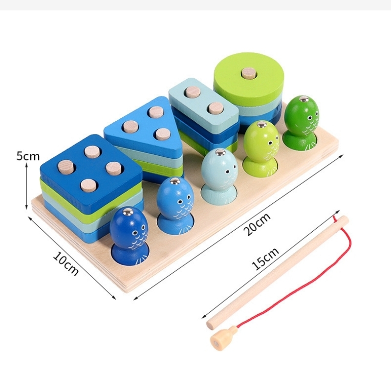 Montessori Magnetic Fishing Building Blocks Set for Children's Educational Shape Cognition 1