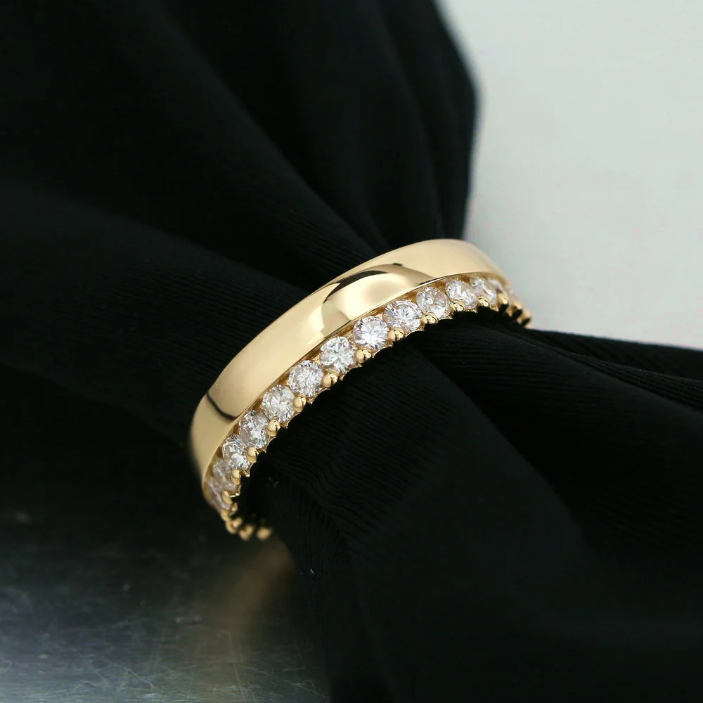 Anel de moissanite oval incrustado em ouro 14K Lady Mosan 1