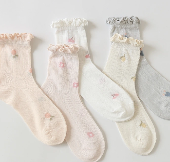 Custom Summer Mesh Knitting Crew Socks for Women, Ladies, Girls 1