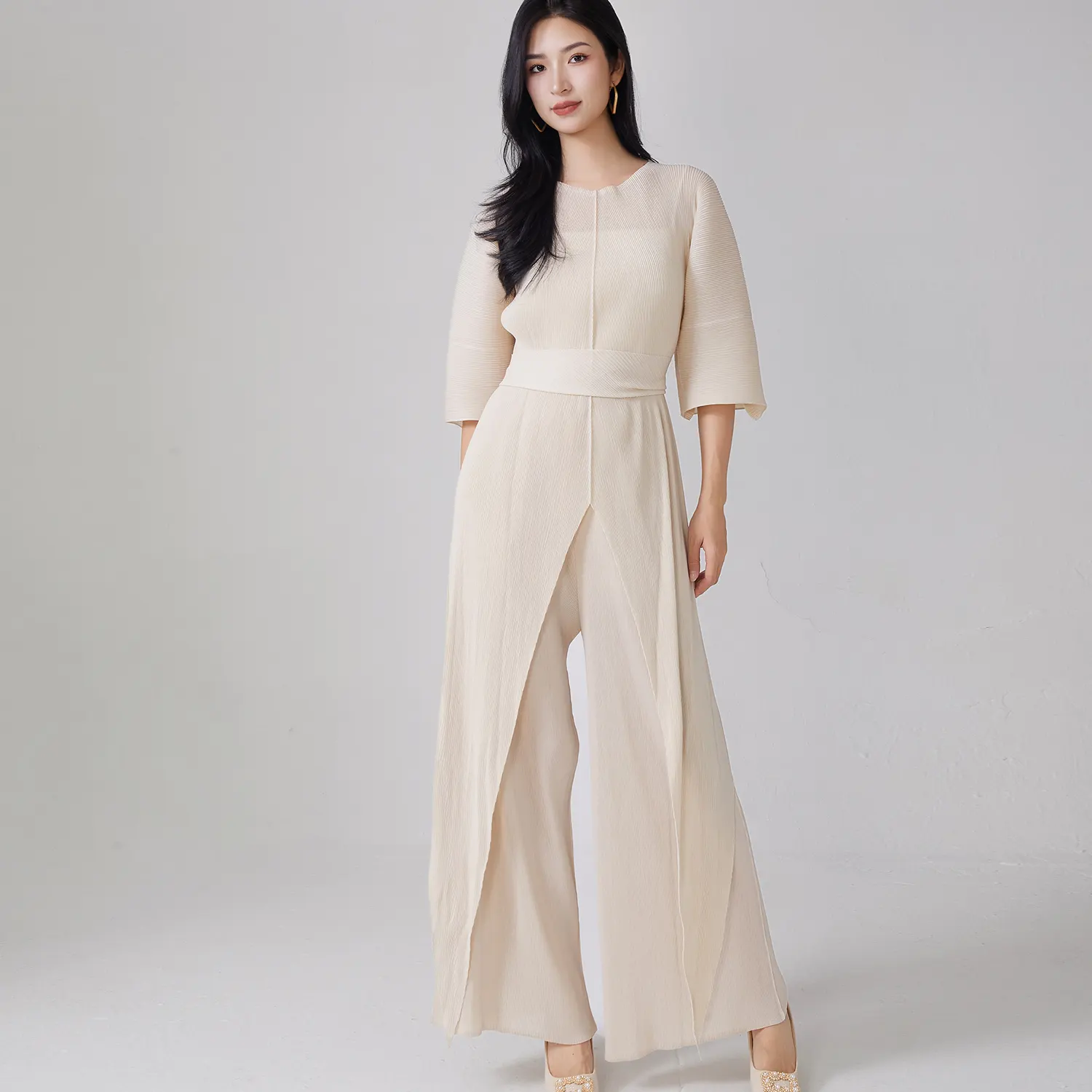 Pleated Peplum Jacket Accept Customized Color by Pleats Clothing 3