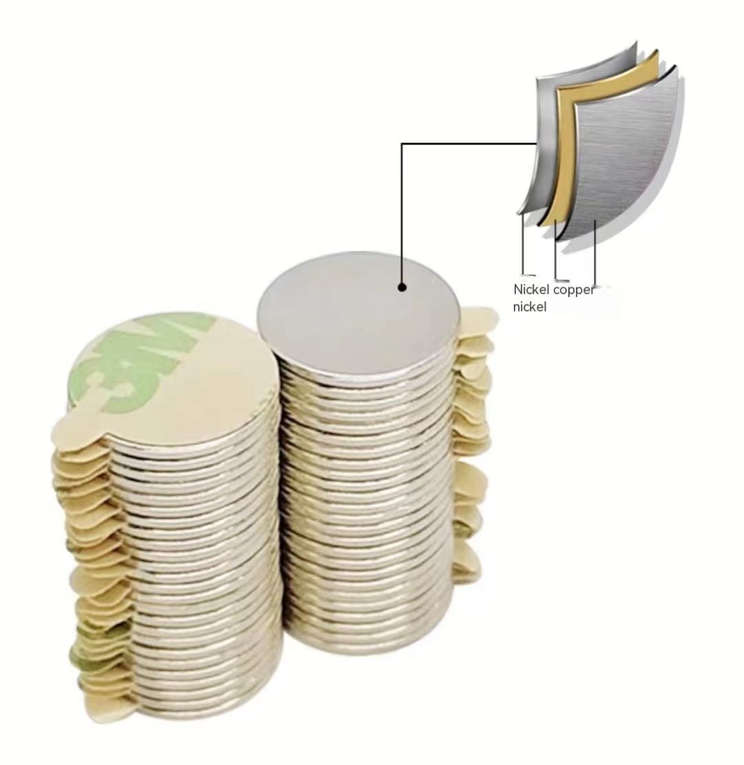 3M Self-Adhesive Rare Earth Magnets Backed Magnetic Permanent Block Round Disc N52 Super Strong Neodymium Adhesive Magnet Ndfeb 7