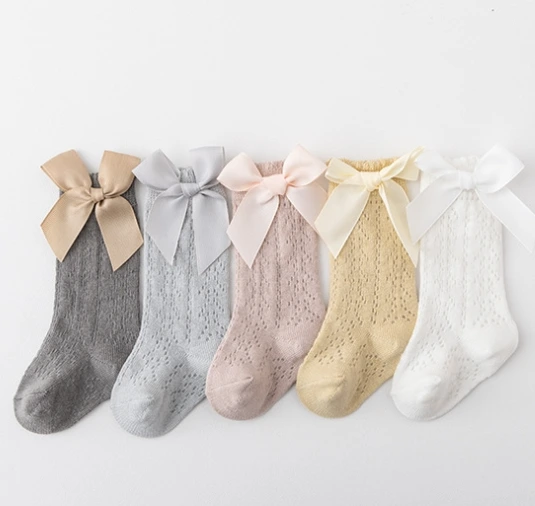 Baby Summer Knitting Socks with Bow – One Size 1