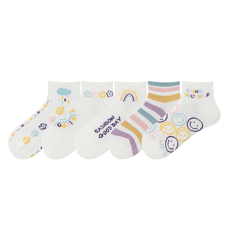 Chaussettes respirantes pour filles avec motifs de dessins animés colorés 1