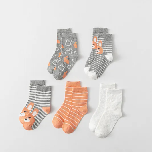 Chaussettes en coton personnalisées pour enfants - Design animal à rayures de haute qualité 1