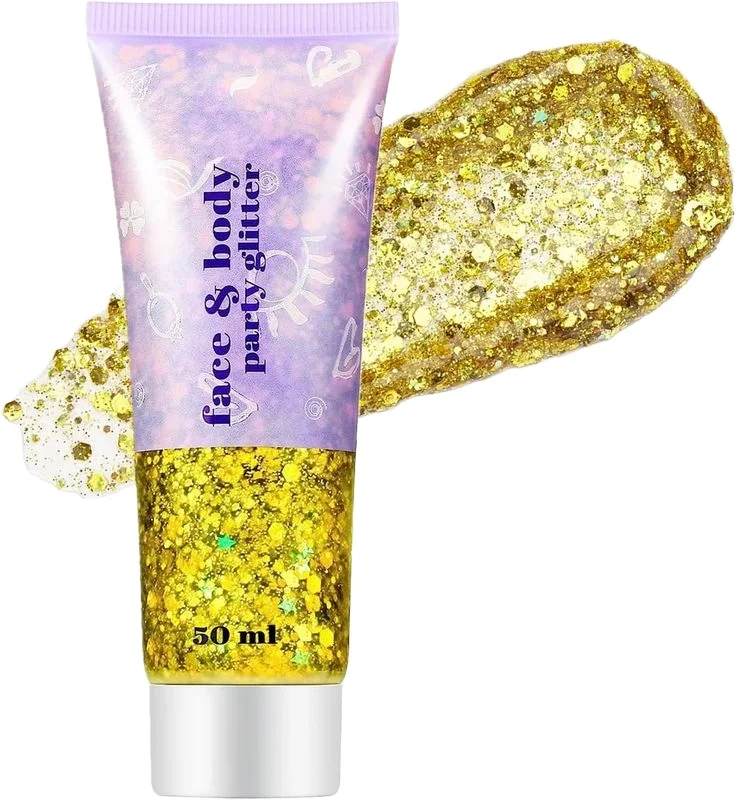 Mlm Custom Makeup Cream Colorful Body Art Shimmer Glitter Gel For Face Body Paint Shape Toothpaste Tube With Face & Body Glitter 1