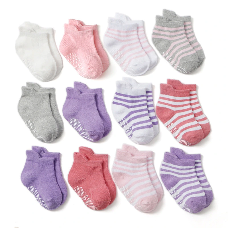 Baby Anti-slip Cotton Home Socks For Kids - Custom Pure Color Stripe 1