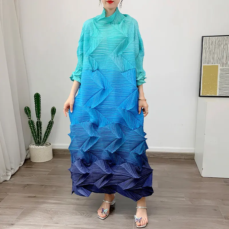 Green Pleated Gown Color by Pleats Clothing 5